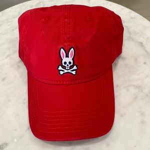 Psycho Bunny Mens Core Sunbleached Hat, Brilliant Red, One Size, New with tags
